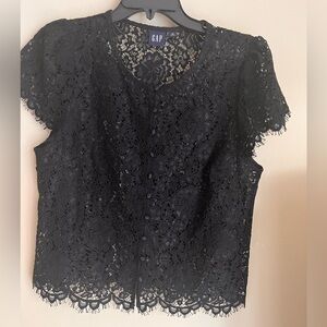 Gap Black Lace Top with Buttons Size M Like New